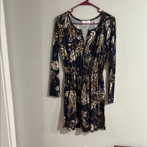 Paisley Print Navy Dress
